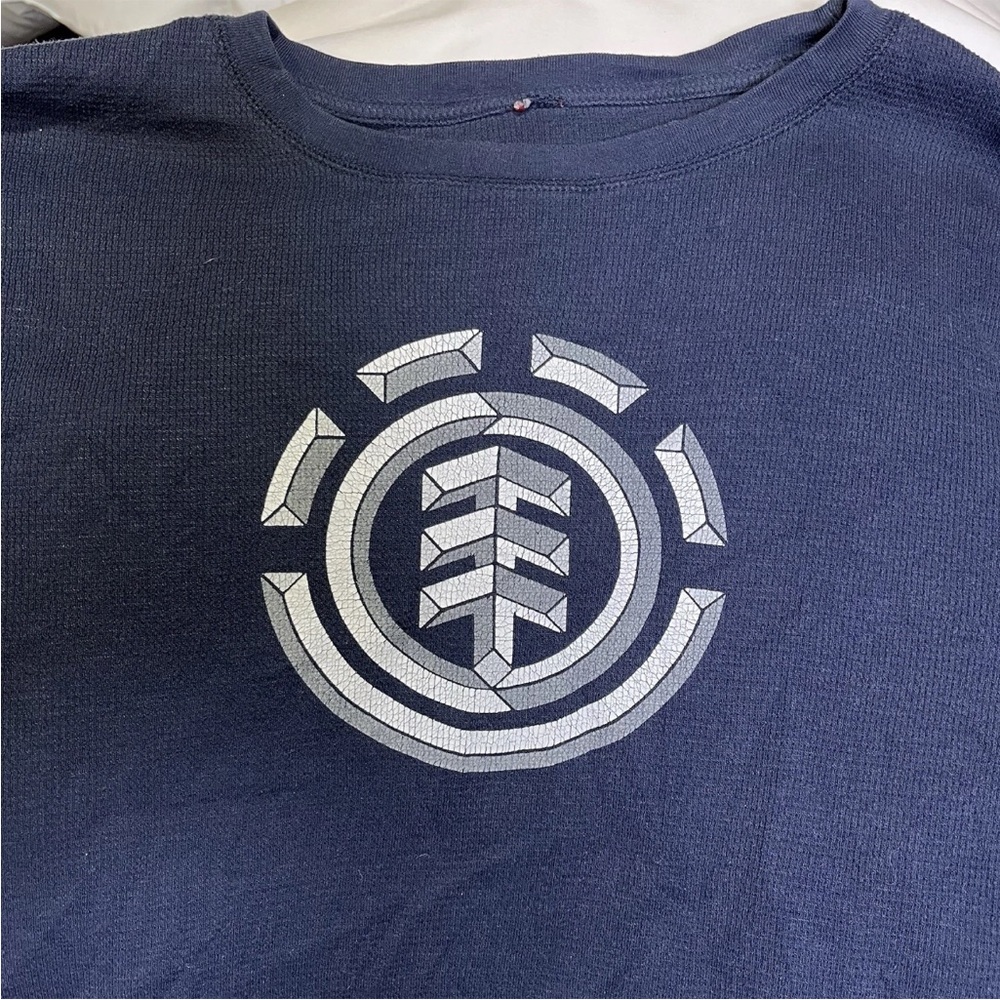 Vintage Element Shirt Mens L Blue Long Sleeve Thermal Y2K Skater Graphic Logo - Picture 4 of 8